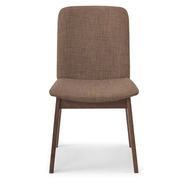 Set of 2 Dining Chairs - Brown, Rubberwood
