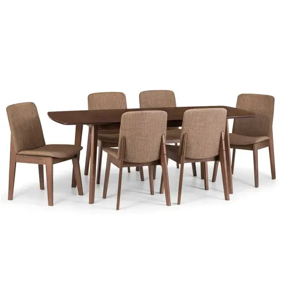 Set of 2 Dining Chairs - Brown, Rubberwood