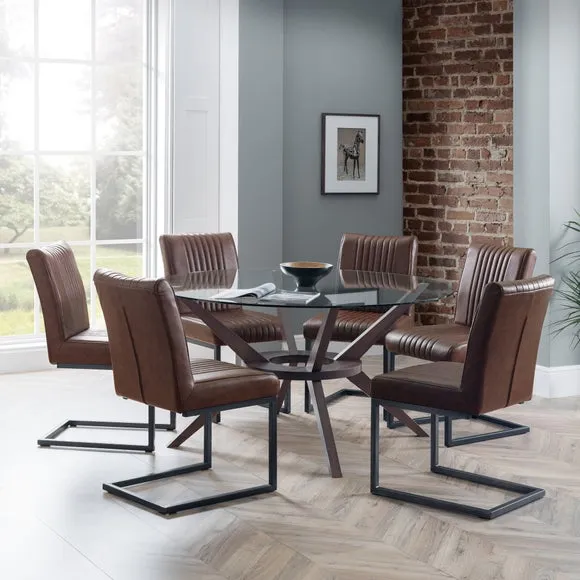 Set of 2 Dining Chairs Cantilever - Brown, Faux Leather image