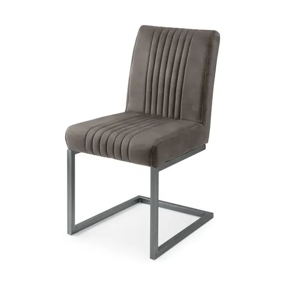 Set of 2 Dining Chairs Cantilever - Grey, Suede