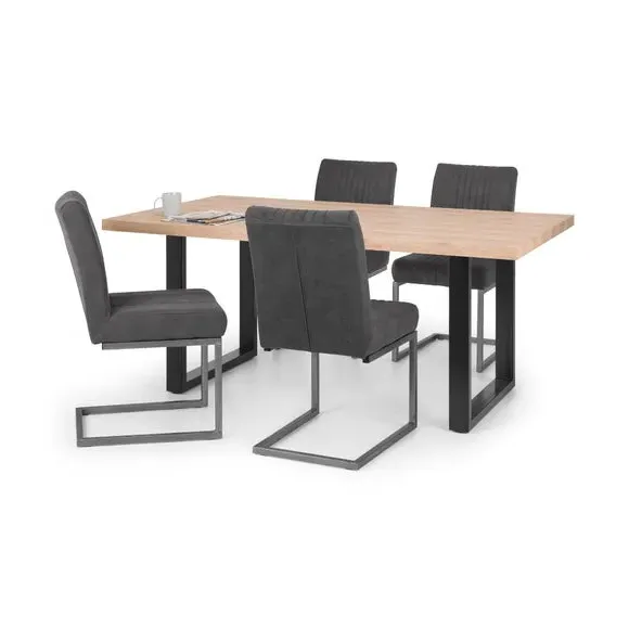 Set of 2 Dining Chairs Cantilever - Grey, Suede