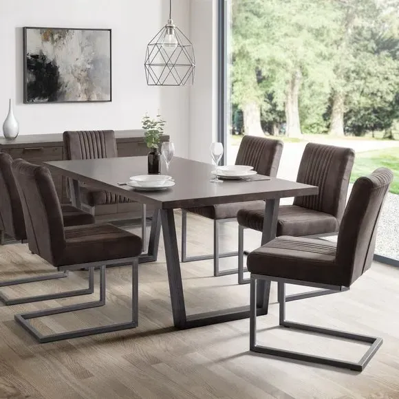 Set of 2 Dining Chairs Cantilever - Grey, Suede image