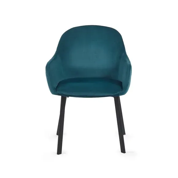 Set of 2 Dining Chairs - Green, Velvet