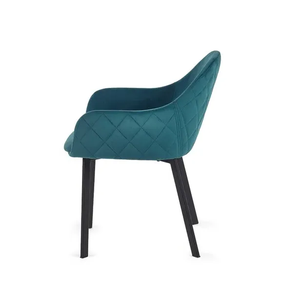 Set of 2 Dining Chairs - Green, Velvet