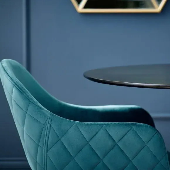 Set of 2 Dining Chairs - Green, Velvet