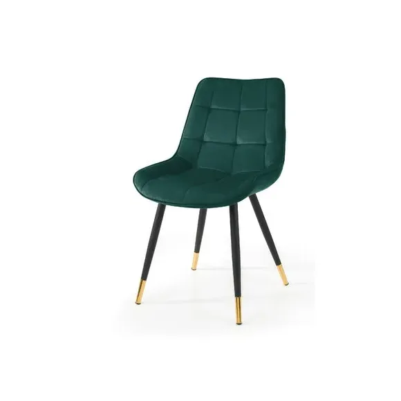 Set of 2 Dining Chairs - Green, Velvet
