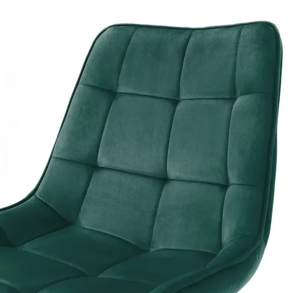 Set of 2 Dining Chairs - Green, Velvet