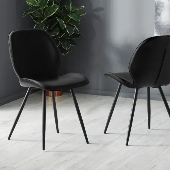 Set of 2 Dining Chairs - Grey, Fabric image