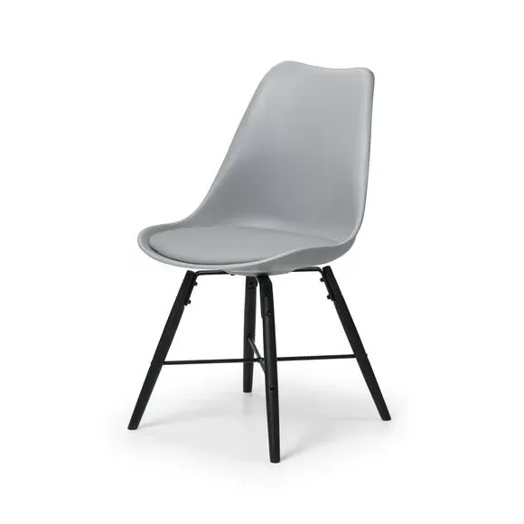 Set of 2 Dining Chairs - Grey, Faux Leather