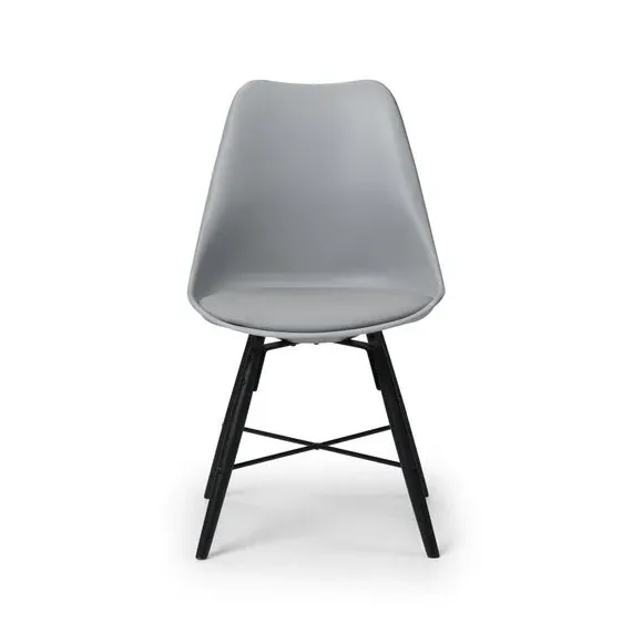 Set of 2 Dining Chairs - Grey, Faux Leather