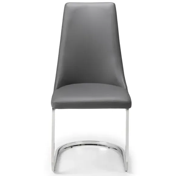 Set of 2 Dining Chairs - Grey, Faux Leather