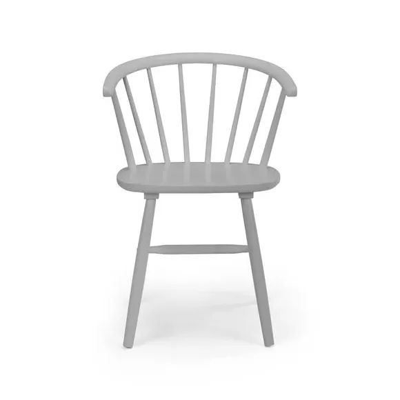 Set of 2 Dining Chairs - Grey, Rubberwood