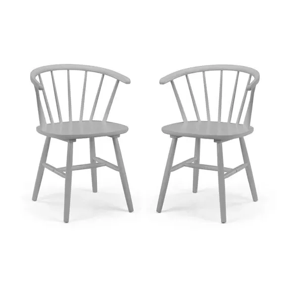 Set of 2 Dining Chairs - Grey, Rubberwood
