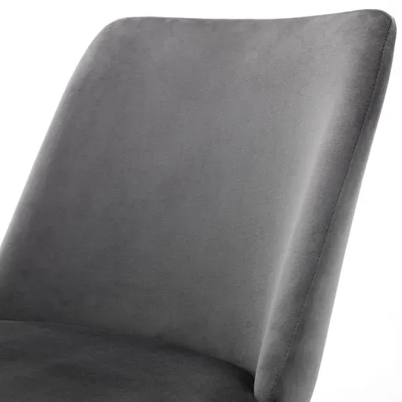 Set of 2 Dining Chairs - Grey, Velvet