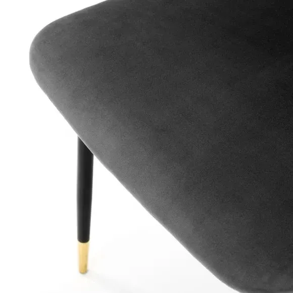 Set of 2 Dining Chairs - Grey, Velvet
