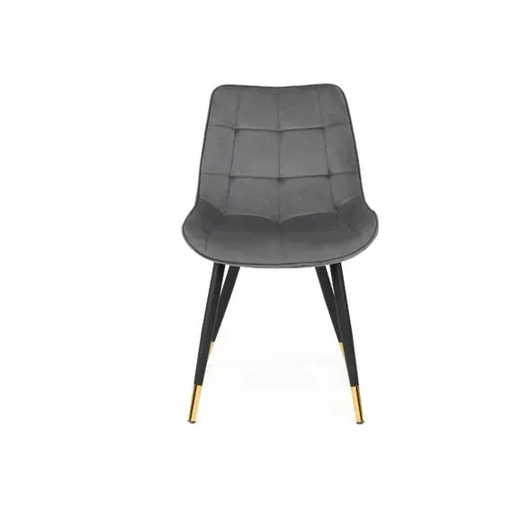 Set of 2 Dining Chairs - Grey, Velvet