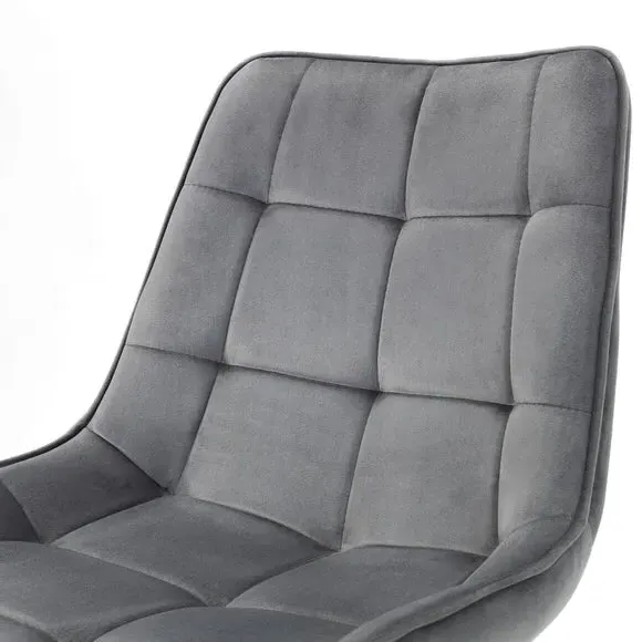 Set of 2 Dining Chairs - Grey, Velvet