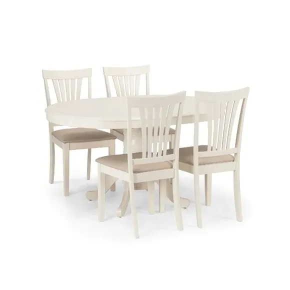 Set of 2 Dining Chairs - Ivory, Faux Linen