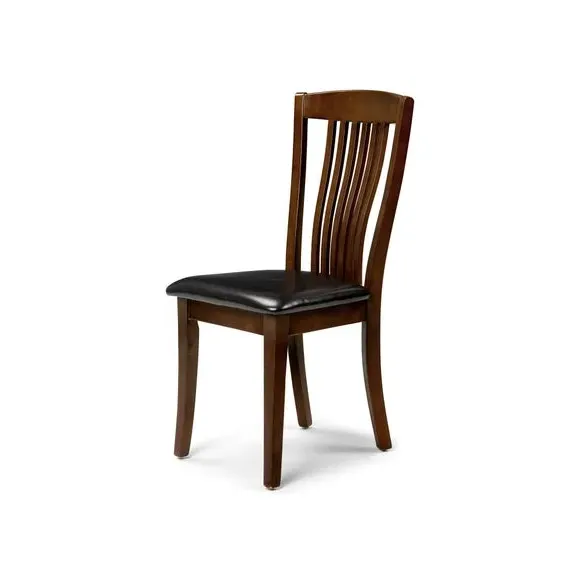 Set of 2 Dining Chairs - Mahogany, Faux Leather