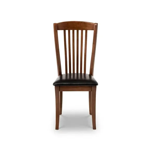 Set of 2 Dining Chairs - Mahogany, Faux Leather