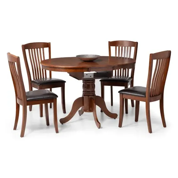 Set of 2 Dining Chairs - Mahogany, Faux Leather