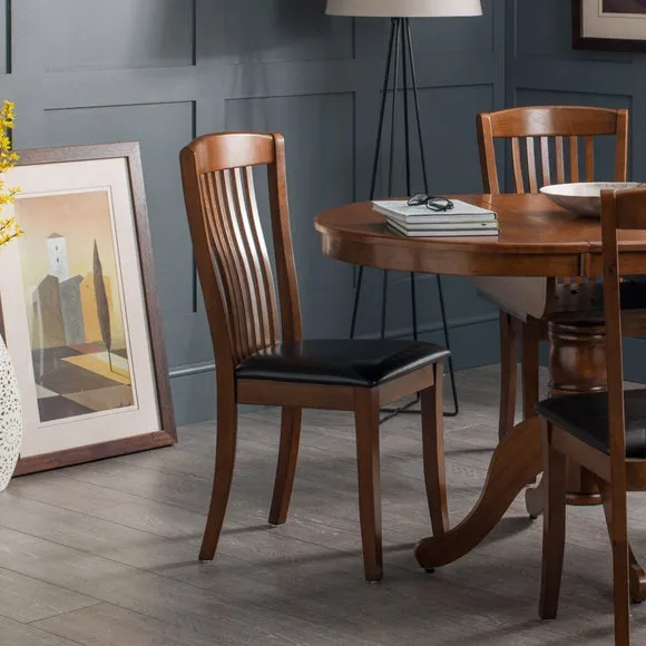 Set of 2 Dining Chairs - Mahogany, Faux Leather image