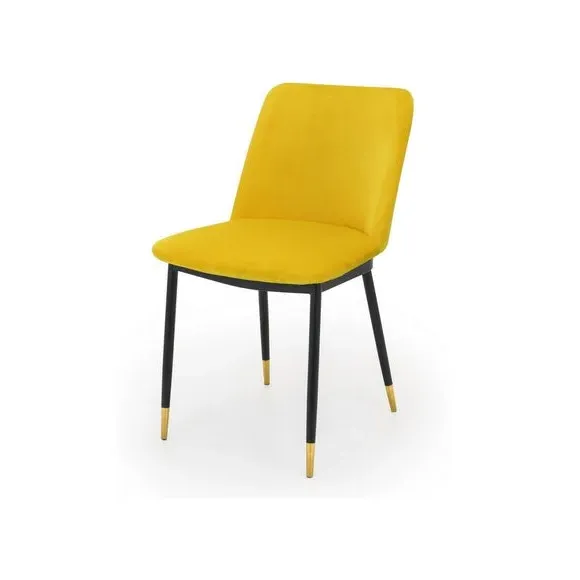 Set of 2 Dining Chairs - Mustard, Velvet