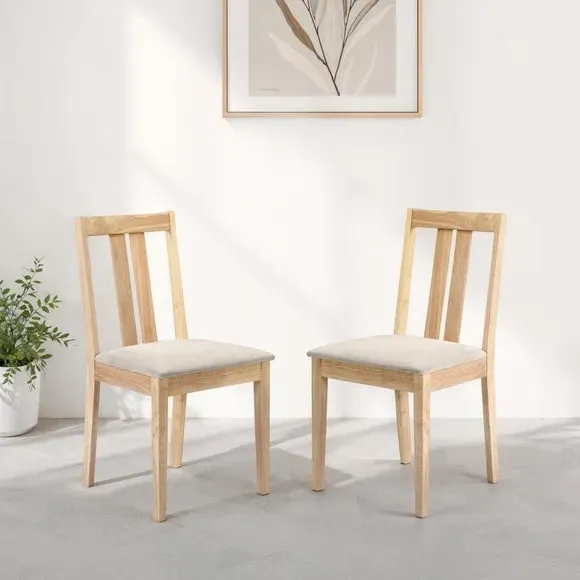 Set of 2 Dining Chairs - Natural, Faux Suede image
