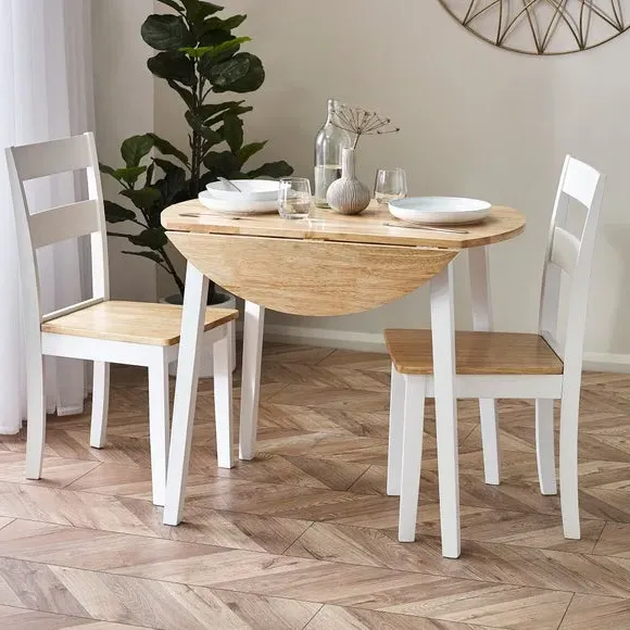 Set of 2 Dining Chairs - Natural, Rubberwood