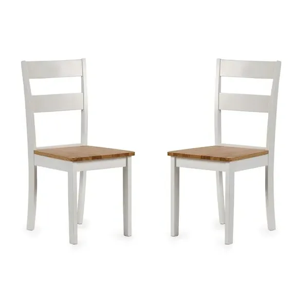 Set of 2 Dining Chairs - Natural, Rubberwood