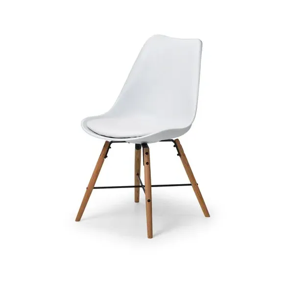 Set of 2 Dining Chairs - White, Faux Leather