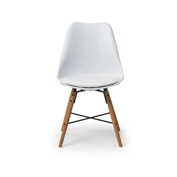 Set of 2 Dining Chairs - White, Faux Leather