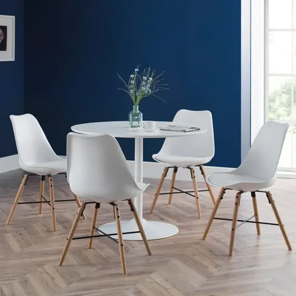 Set of 2 Dining Chairs - White, Faux Leather