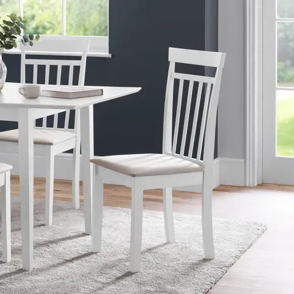Set of 2 Dining Chairs - White, Faux Linen image