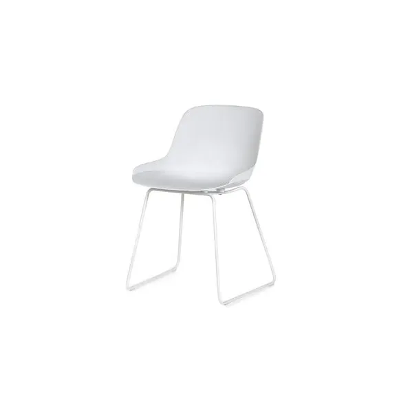 Set of 2 Dining Chairs - White, Metal