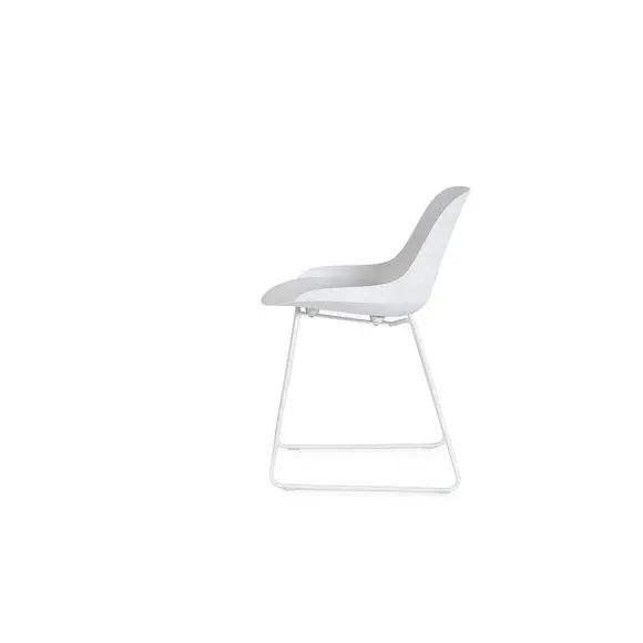 Set of 2 Dining Chairs - White, Metal