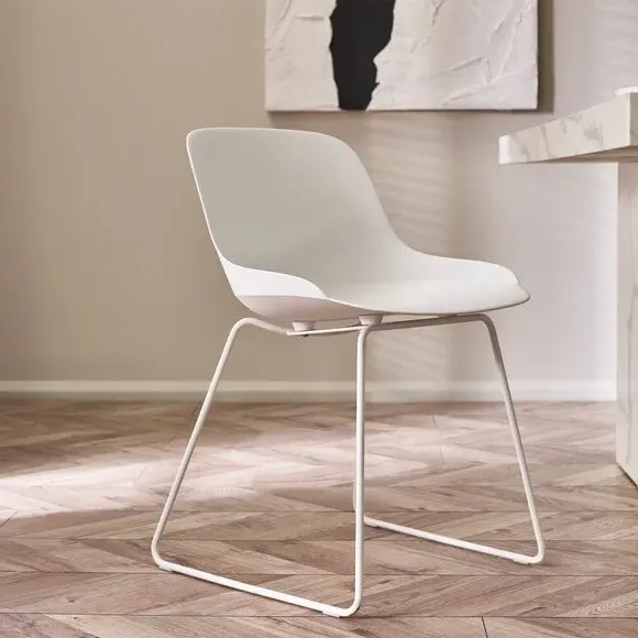 Set of 2 Dining Chairs - White, Metal image