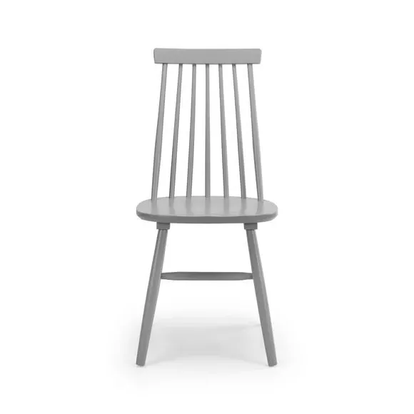 Set of 2 Spindle Dining Chairs - Grey, Rubberwood