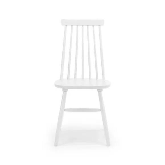 Set of 2 Spindle Dining Chairs - White, Rubberwood
