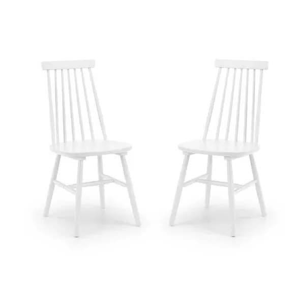 Set of 2 Spindle Dining Chairs - White, Rubberwood