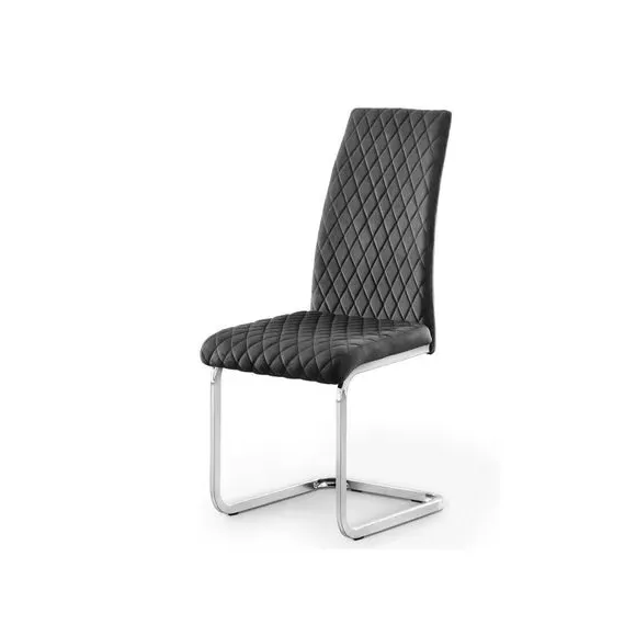 Set of 4 Dining Chairs - Grey, Velvet