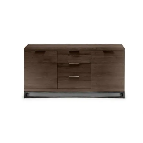 Sideboard with Metal Legs - Dark Oak, Solid Wood