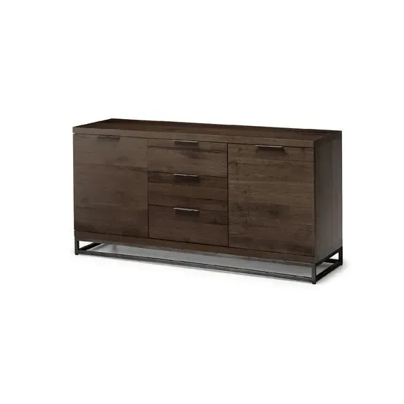 Sideboard with Metal Legs - Dark Oak, Solid Wood image