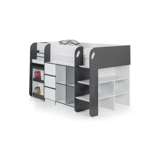 Single Midsleeper Bed with Storage - Charcoal