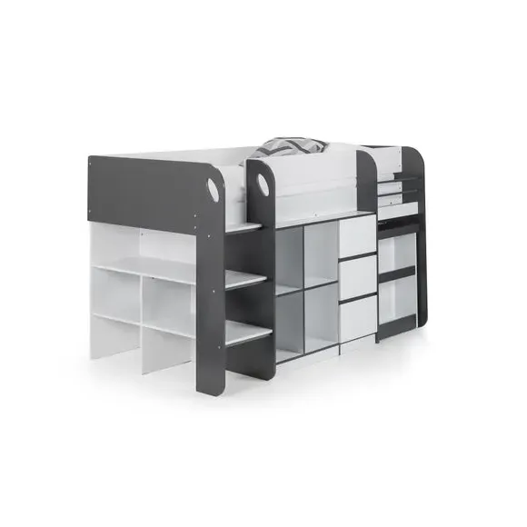 Single Midsleeper Bed with Storage - Charcoal