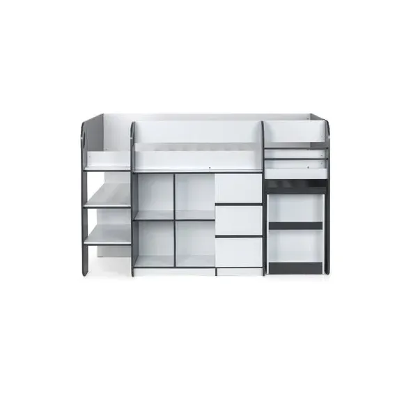 Single Midsleeper Bed with Storage - Charcoal