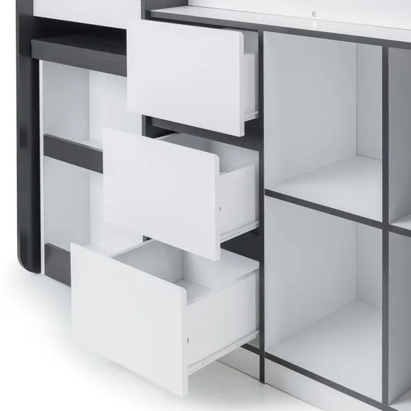 Single Midsleeper Bed with Storage - Charcoal