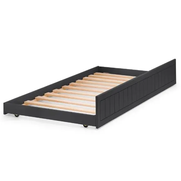 Single Trundle Bed with Storage - Black, Lacquer
