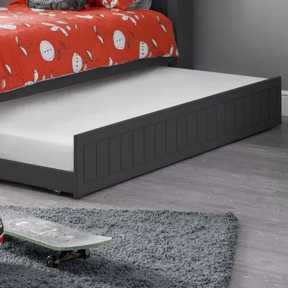 Single Trundle Bed with Storage - Black, Lacquer