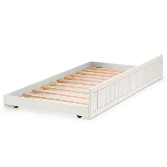 Single Trundle Bed with Storage - White, Lacquer